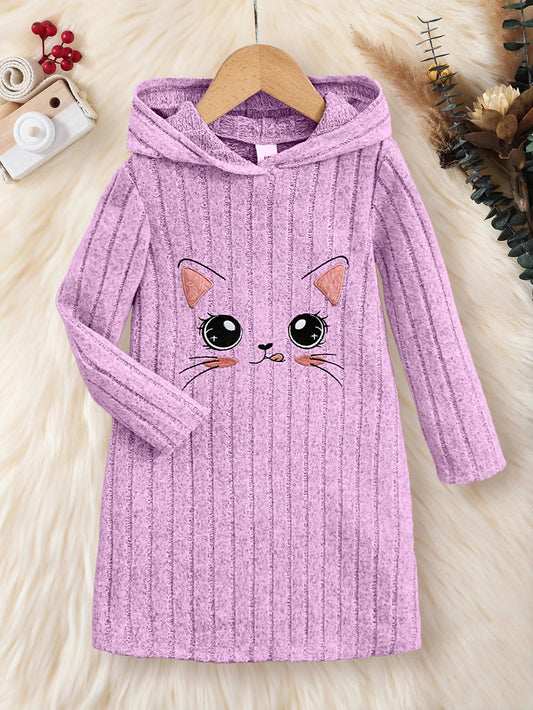 Summer Girls Dress Long Sleeve Hooded Striped 4 - 7Y - BabyHaven