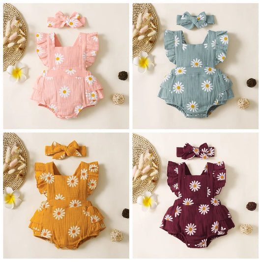 Infant Baby Girl Romper Clothes Ruffle Sleeveless Bodysuit