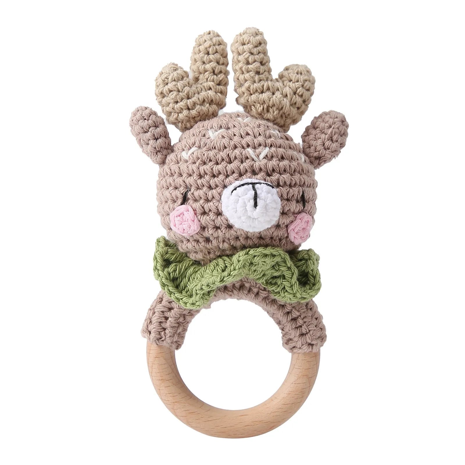 1pc Baby Rattles Crochet Bunny Rattle Toy Wood Ring Baby Teether Rodent Baby Gym Mobile Rattles Newborn Educational Toys Gifts - BabyHaven