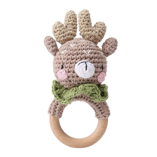 1pc Baby Rattles Crochet Bunny Rattle Toy Wood Ring Baby Teether Rodent Baby Gym Mobile Rattles Newborn Educational Toys Gifts - BabyHaven
