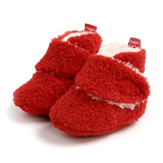 Infant Baby Boy Girl Cozy Fleece Bootie Newborn Stay On Slipper Winter Warm Gripper Non-Slip Crib Shoes