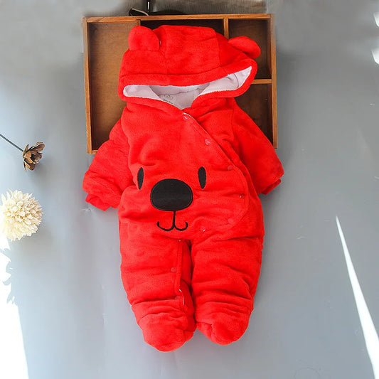 2025 Autumn Winter Baby Boy Rompers Hooded Thick Cotton Newborn Jumpsuit Infant Baby Girl Overalls Toddler New Born Coat