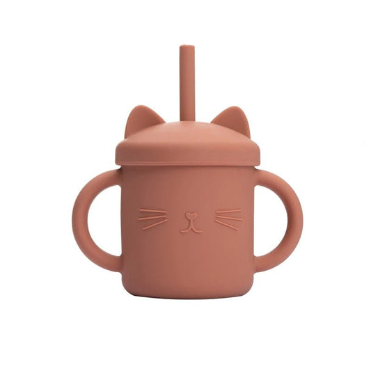 Baby Silicone Straw Feeding Cup BPA Free Children Portable Cartoon Kitty Drink Cup Kids Learning Leakproof Water Feeding Cup - BabyHaven