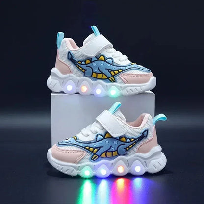 Animal print sneakers with lights for kids by Playful Steps.