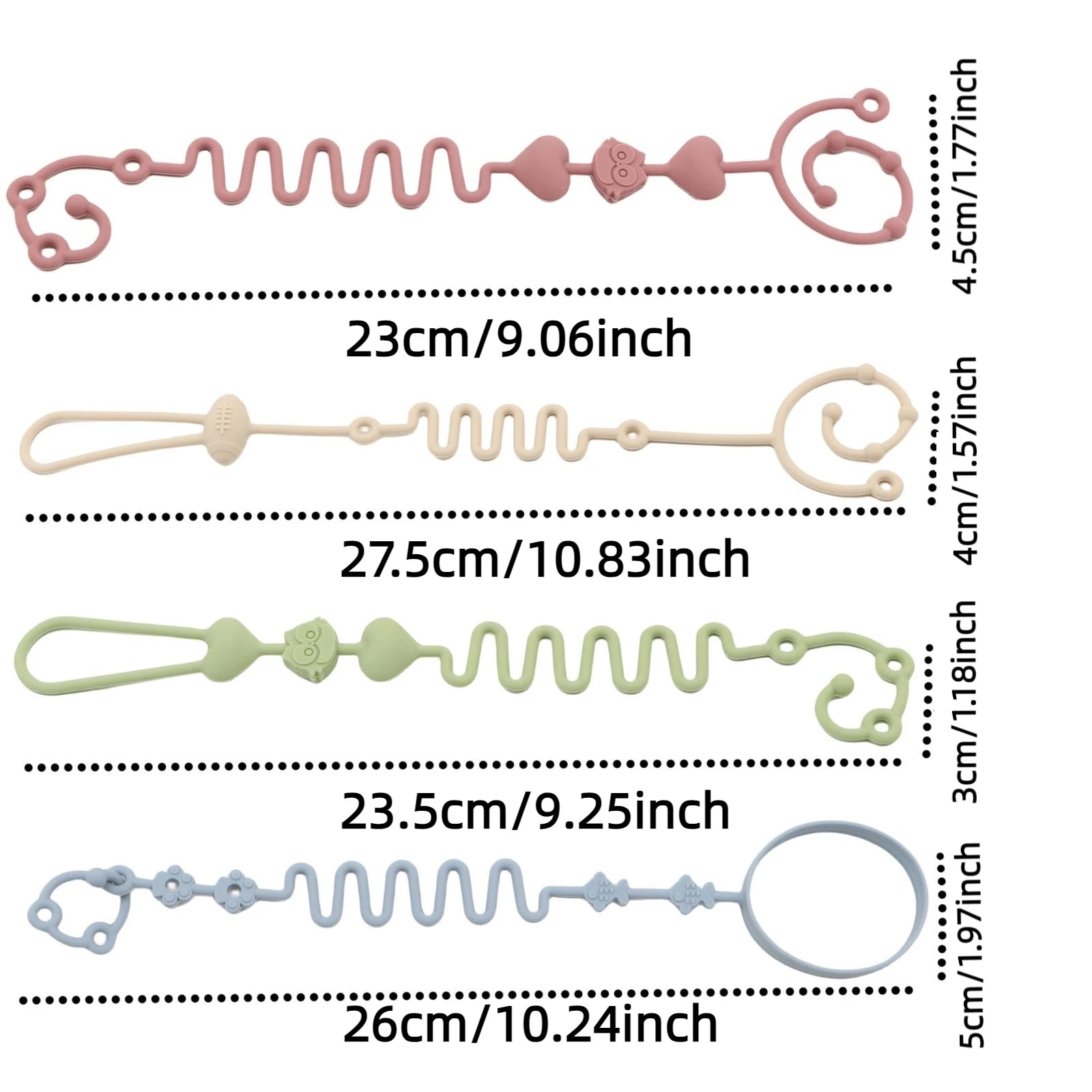 4PCS Adjustable Silicone Pacifier Chain Teether Toys Suitable for High Chair Crib Baby Gifts Beige - BabyHaven