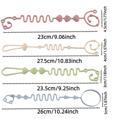 4PCS Adjustable Silicone Pacifier Chain Teether Toys Suitable for High Chair Crib Baby Gifts Beige - BabyHaven