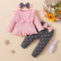 Stylish Newborn Baby Girl Clothes Set 3-24 Months with floral pants, long sleeve tops, and matching headband.