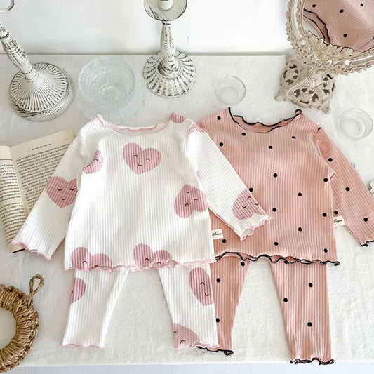 MILANCEL 2023 Spring Baby Set Dot Print Infant Girls Sleeper