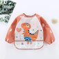 Baby Bibs Cute Colorful Cartoon Waterproof Bib Infant Eating Children Drawing Long Sleeve Pocket Apron Self Feeding Baby 0-3Y