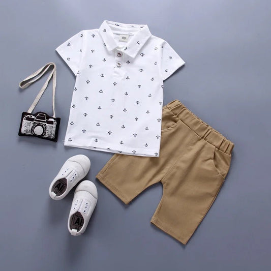 2PCS Baby Set Children's Summer Fashion Boat Anchor Pattern - BabyHaven