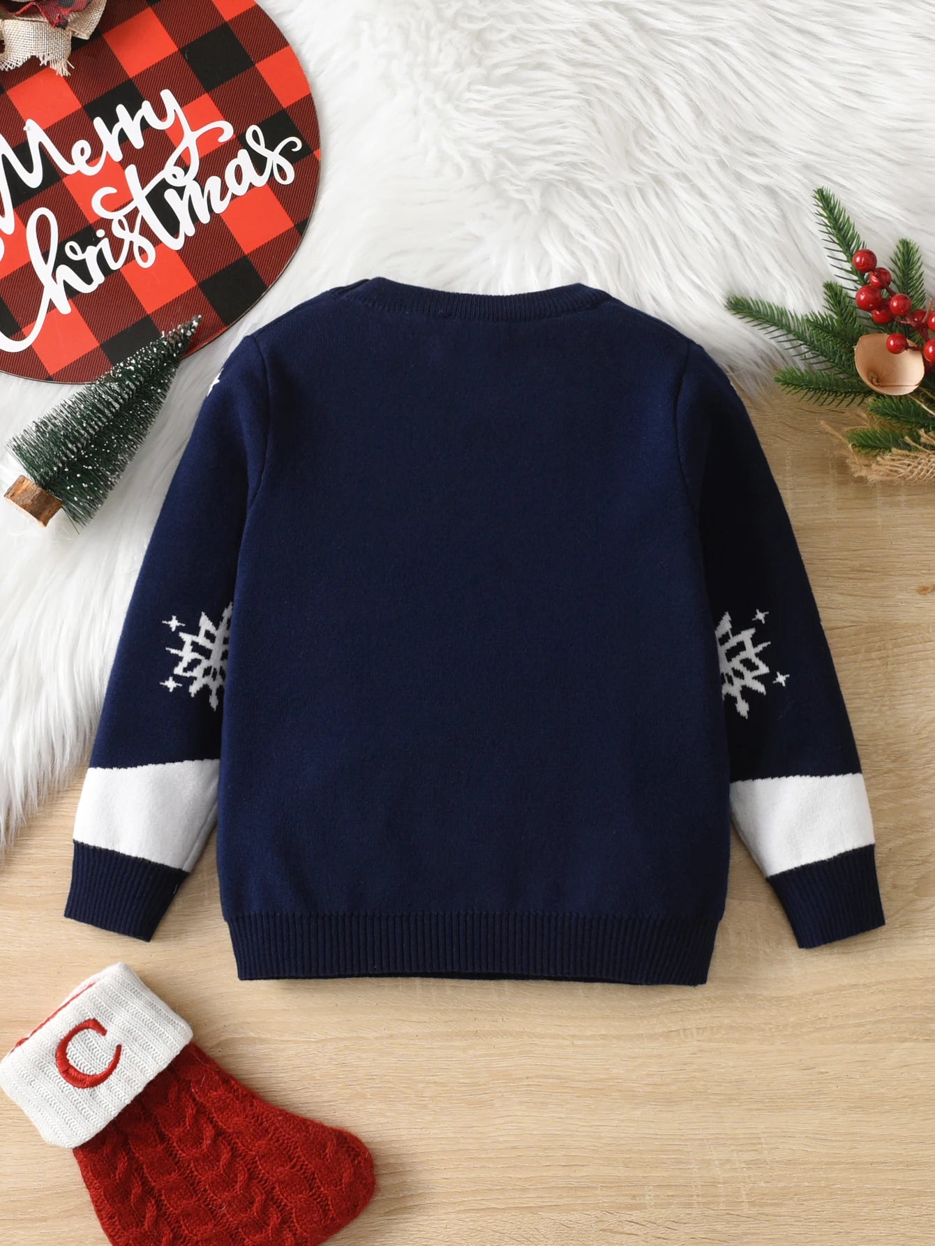 Boys and girls Christmas reindeer sweater long sleeved pullover suitable for parties, daily spring, autumn, winter
