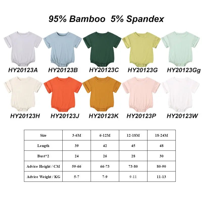 Infant Bamboo Fiber Romper Summer Essential Solid Color Customized T-Shirt Short Sleeve Newborn Bodysuit Baby Jumpsuit 3 - 24 Months - BabyHaven