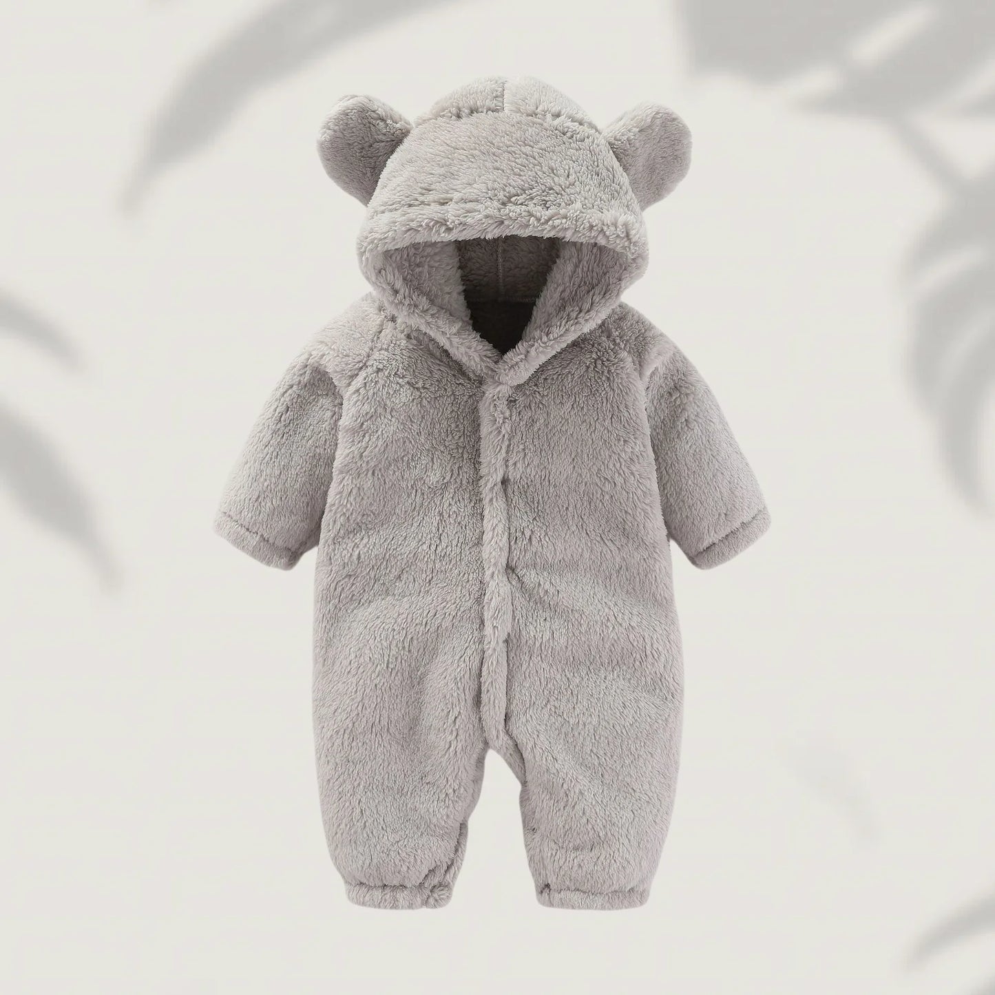 Winter 0-12M Newborn Baby Girls Boys Warm Fleece Bear Ear Romper Jumpsuit Thick Cozy Multi-Color Infant Hooded Jumpsuit