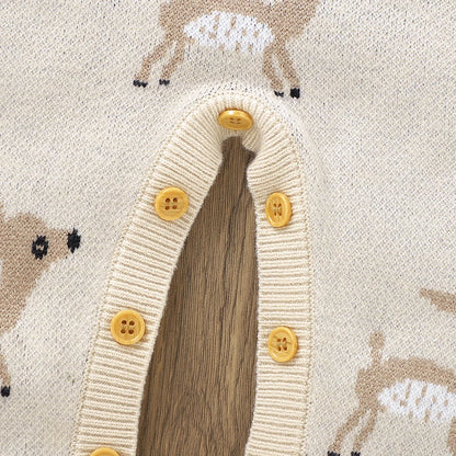 Autumn Baby Rompers for Newborn Boys Girls Cute Reindeer Knit Jumpsuits Playsuits 0-18m Winter Infant Long Sleeve Outfit Clothes