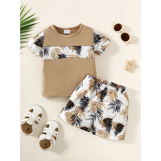 1-3 Years Baby Boy Clothes Set Short Sleeves Top Shorts 2PCS