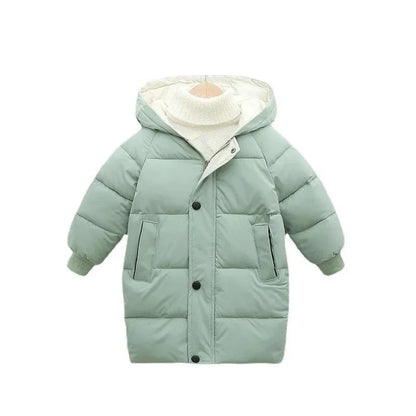 1pcs Boys Girls Cotton-Padded Coats Kids Long Down Autumn Winter Teen Cotton Clothes Outerwear Big Children Thicken Warm Jacket