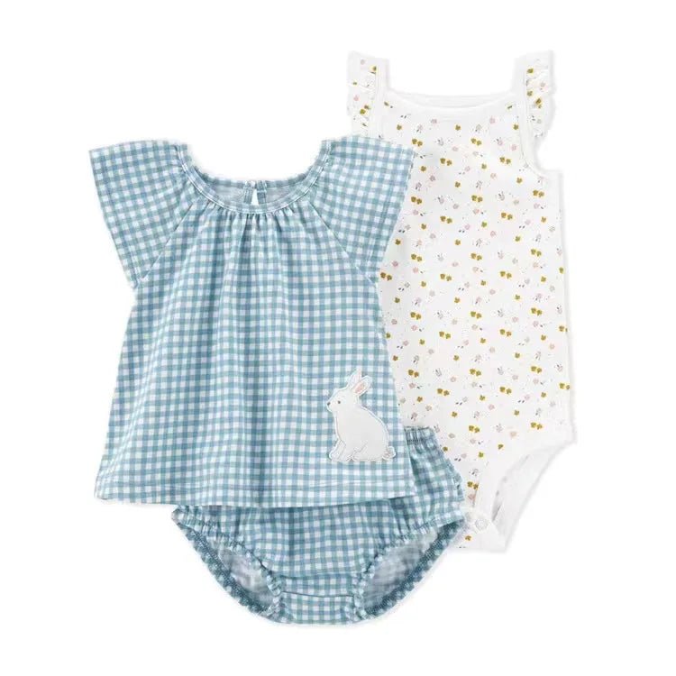 Summer Baby Girls Clothes Set Cotton Flower Fashion Infant Outfits 3Pcs - BabyHaven