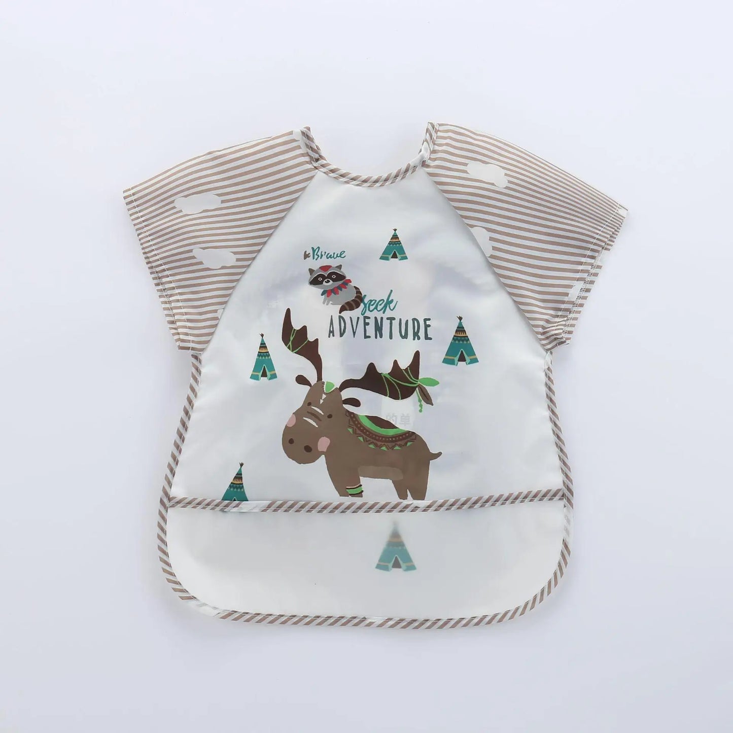 Baby Bibs Cute Colorful Cartoon Waterproof Bib Infant Eating Children Drawing Long Sleeve Pocket Apron Self Feeding Baby 0-3Y