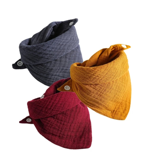 3Pcs/lot Baby Muslin Bibs  Soft Cotton Solid Color Bibs Saliva Towel Boys Girls Feeding Apron Bandana Drool Stuff Bibs