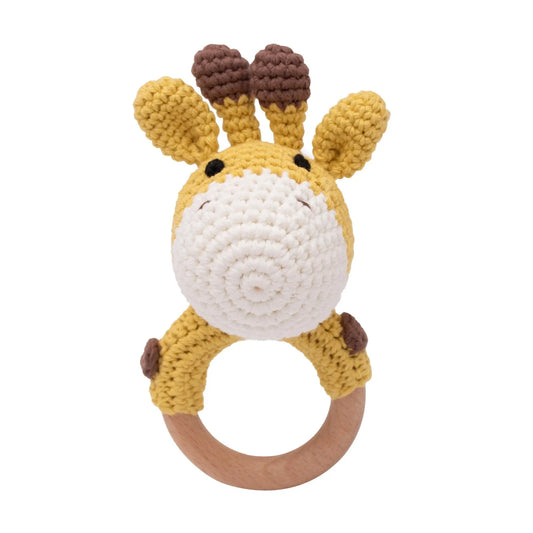 1pc Baby Rattles Crochet Bunny Rattle Toy Wood Ring Baby Teether Rodent Baby Gym Mobile Rattles Newborn Educational Toys Gifts - BabyHaven