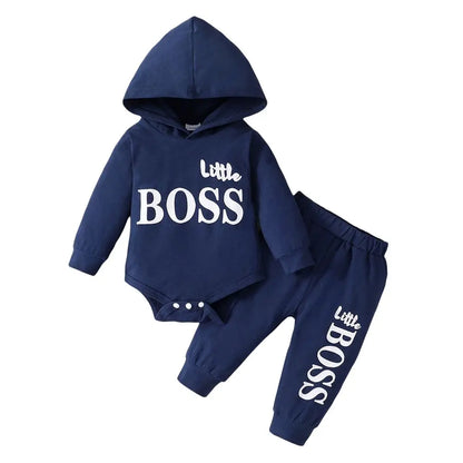 0-2 Years Newborn Baby Boy Hooded Suit 2Pcs Set Sweatsuit