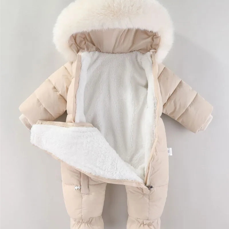 Baby Girls Winter Jumpsuits Plus Velvet Warm Newborn Babys Overalls Infant Girls Snowsuit Toddler Romper Outerwear Coats