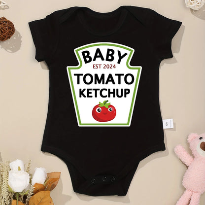 Funny Cute Baby Tomato Ketchup Bodysuit 100% Cotton Red