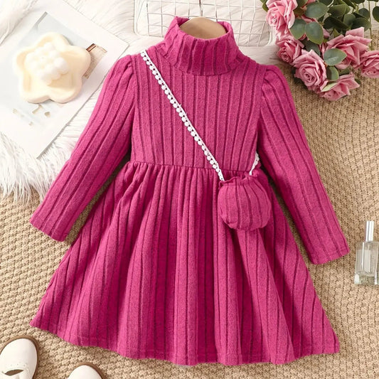 Girls' Dress With Soft Texture Fabric High Neck 4 - 7 Years - BabyHaven