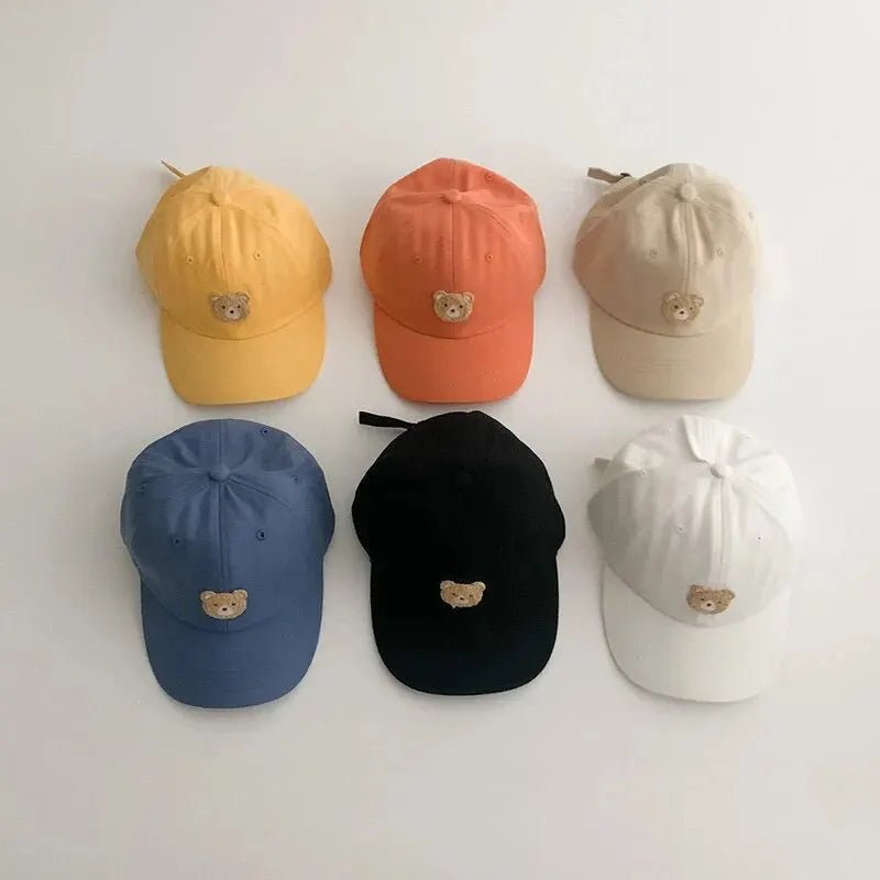 Cute Bear Embroidery Kids Baseball Cap Adjustable Soft Cotton Breathable Sun Hat for Toddler Boys and Girls - BabyHaven