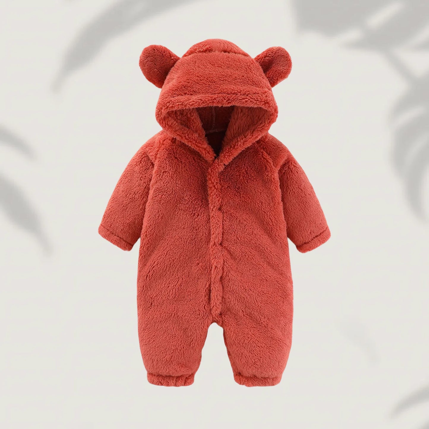 Winter 0-12M Newborn Baby Girls Boys Warm Fleece Bear Ear Romper Jumpsuit Thick Cozy Multi-Color Infant Hooded Jumpsuit
