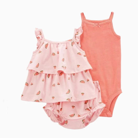 Summer Baby Girls Clothes Set Cotton Flower Fashion Infant Outfits 3Pcs - BabyHaven
