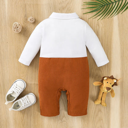 Baby Boys 3D Lion Pattern Long Sleeve Long Leg Romper Set