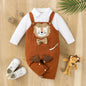 Baby Boys 3D Lion Pattern Long Sleeve Long Leg Romper Set