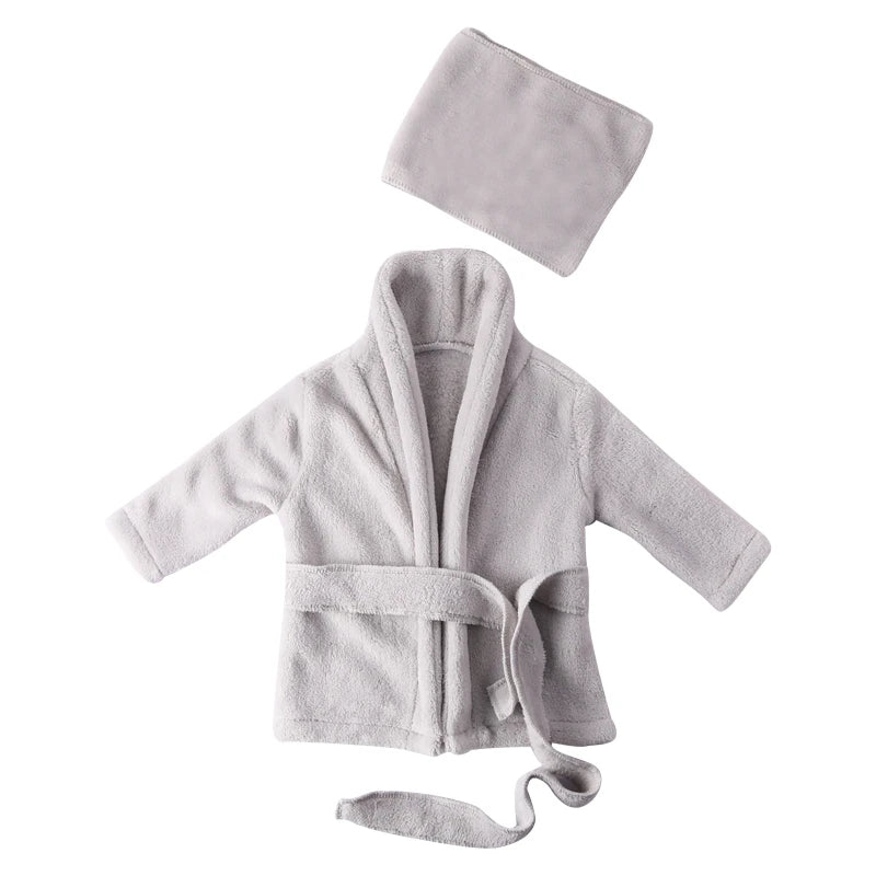 Baby Photography Props Baby Hooded Robe With Belt Bathrobes Bath Towel Cucumber slipper Set Creative Photo Outfit for 0 - 3 Moths - BabyHaven