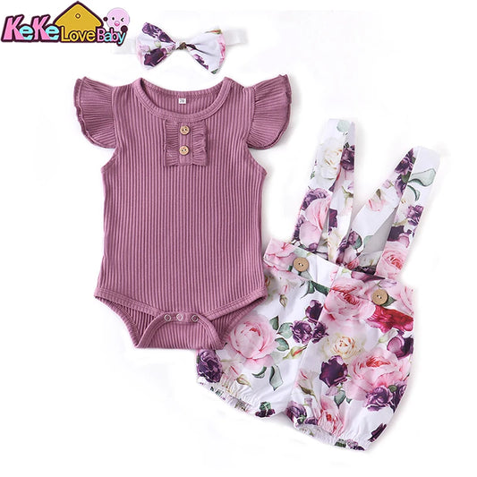 Newborn Baby Girl Clothes Summer 3Pcs Outfit Set Fashion