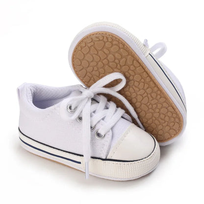 Meckior Baby Sneakers Non-slip Rubber Sole Soft Canvas Shoes