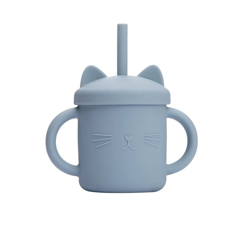 Baby Silicone Straw Feeding Cup BPA Free Children Portable Cartoon Kitty Drink Cup Kids Learning Leakproof Water Feeding Cup - BabyHaven