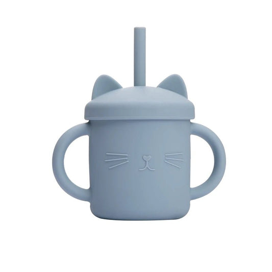 Baby Silicone Straw Feeding Cup BPA Free Children Portable Cartoon Kitty Drink Cup Kids Learning Leakproof Water Feeding Cup - BabyHaven