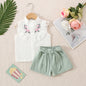 (0-3 Years Old) Summer Baby Girl Cotton Flower Top Set