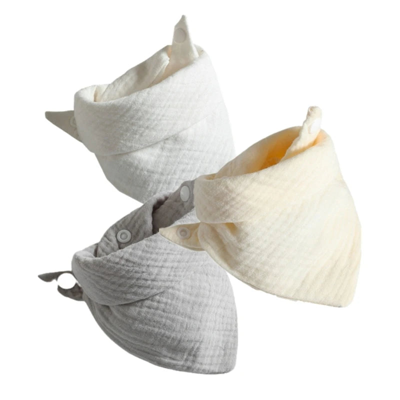 3Pcs/lot Baby Muslin Bibs  Soft Cotton Solid Color Bibs Saliva Towel Boys Girls Feeding Apron Bandana Drool Stuff Bibs