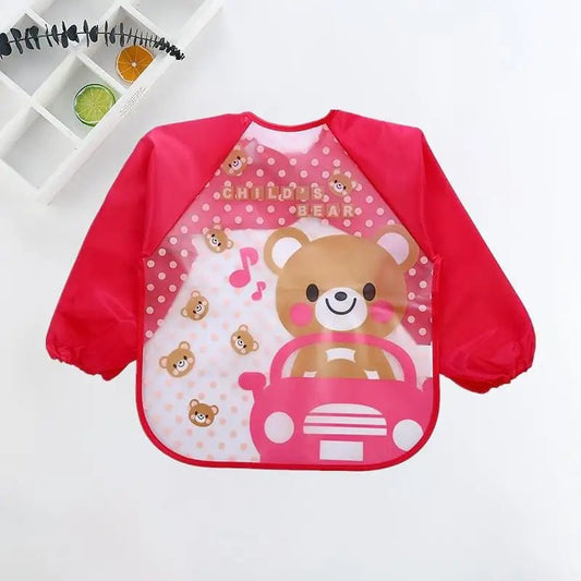 Baby Bibs Cute Colorful Cartoon Waterproof Bib Infant Eating Children Drawing Long Sleeve Pocket Apron Self Feeding Baby 0 - 3Y - BabyHaven