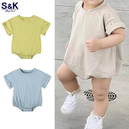 Infant Bamboo Fiber Romper Summer Essential Solid Color Customized T-Shirt Short Sleeve Newborn Bodysuit Baby Jumpsuit 3 - 24 Months - BabyHaven