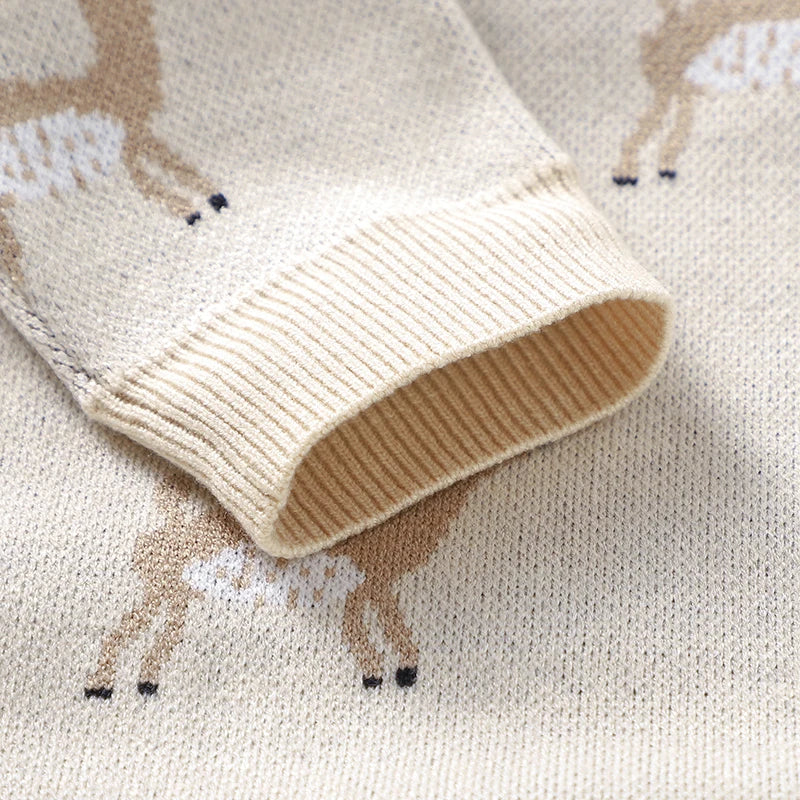 Autumn Baby Rompers for Newborn Boys Girls Cute Reindeer Knit Jumpsuits Playsuits 0-18m Winter Infant Long Sleeve Outfit Clothes