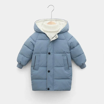1pcs Boys Girls Cotton-Padded Coats Kids Long Down Autumn Winter Teen Cotton Clothes Outerwear Big Children Thicken Warm Jacket
