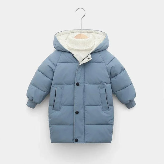 1pcs Boys Girls Cotton-Padded Coats Kids Long Down Autumn Winter Teen Cotton Clothes Outerwear Big Children Thicken Warm Jacket