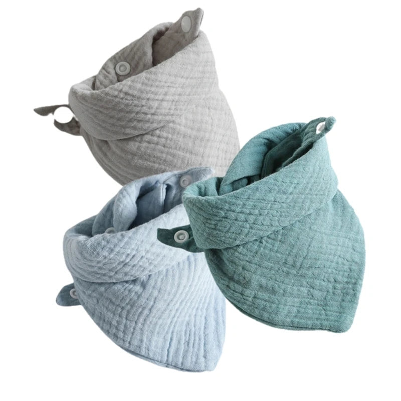 3Pcs/lot Baby Muslin Bibs  Soft Cotton Solid Color Bibs Saliva Towel Boys Girls Feeding Apron Bandana Drool Stuff Bibs