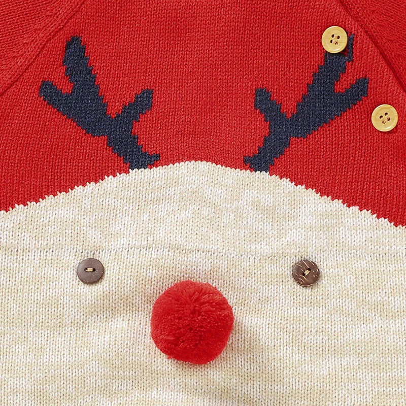 Baby Boys Christmas Rompers Reindeer Knitted Infantil Jumpsuits Toddler Girls New Year's Costume Children Overalls Clothes 0-2