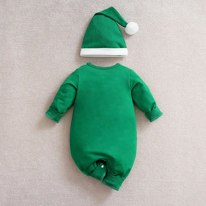 Baby Romper with Hat Newborn Xmas Costume Infant Christmas Outfit Boys Girls Santa Claus One-Piece Reindeer Jumpsuit 0-18 Months