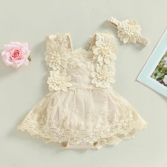 Newborn Baby Girl Lace Romper Boho Princess Outfit - BabyHaven