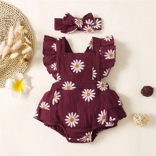Infant Baby Girl Romper Clothes Ruffle Sleeveless Bodysuit - BabyHaven